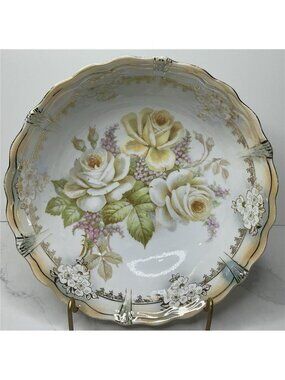 Decor Bowl Floral Gold Colorful Plate Made in Bavaria 9.5” Preowned